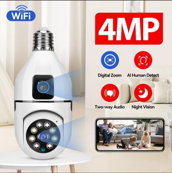 Dual lens CCTV Bulb Camera