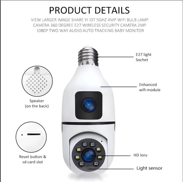 Dual lens CCTV Bulb Camera