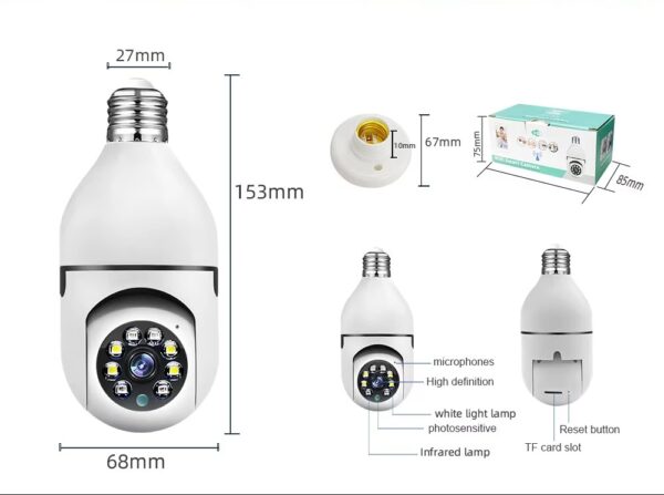 Single lens E27 Bulb camera with Night vision