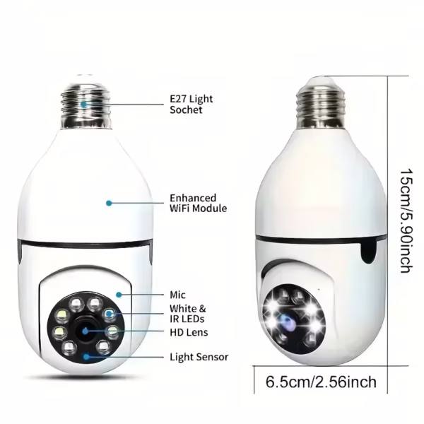 Single lens E27 Bulb camera with Night vision