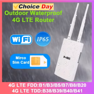 KuWFi Waterproof Outdoor 300Mbps 4G LTE CPE Router with SIM slot and external antennas