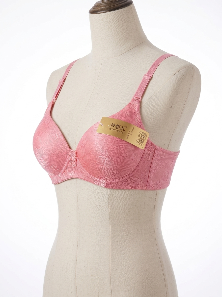 Padded Embroidered Comfort Bra - Pink - Image 2