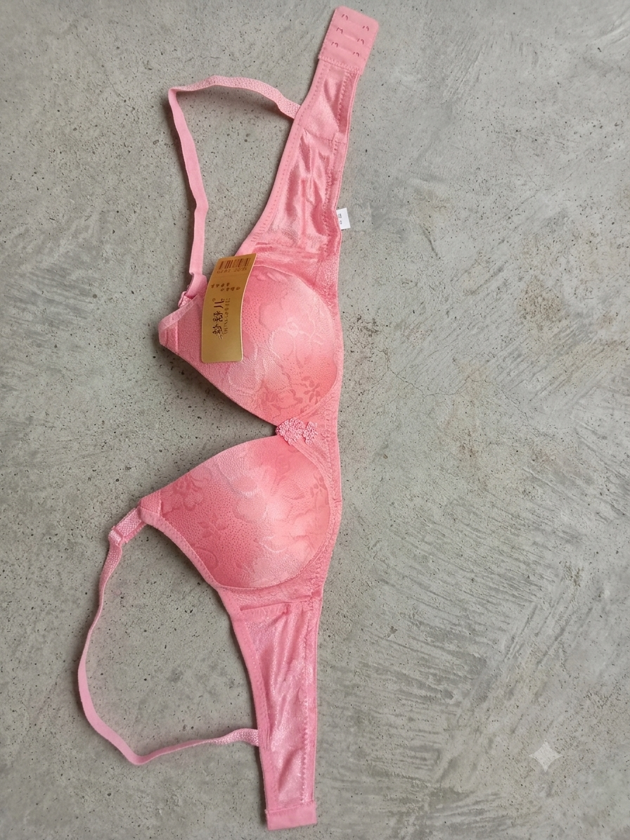 Padded Embroidered Comfort Bra - Pink - Image 4