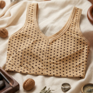 Stylish Polka Dot Printed Girls Baddi / Inner Top - Cream