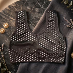 Stylish Polka Dot Printed Girls Baddi / Inner Top - Black