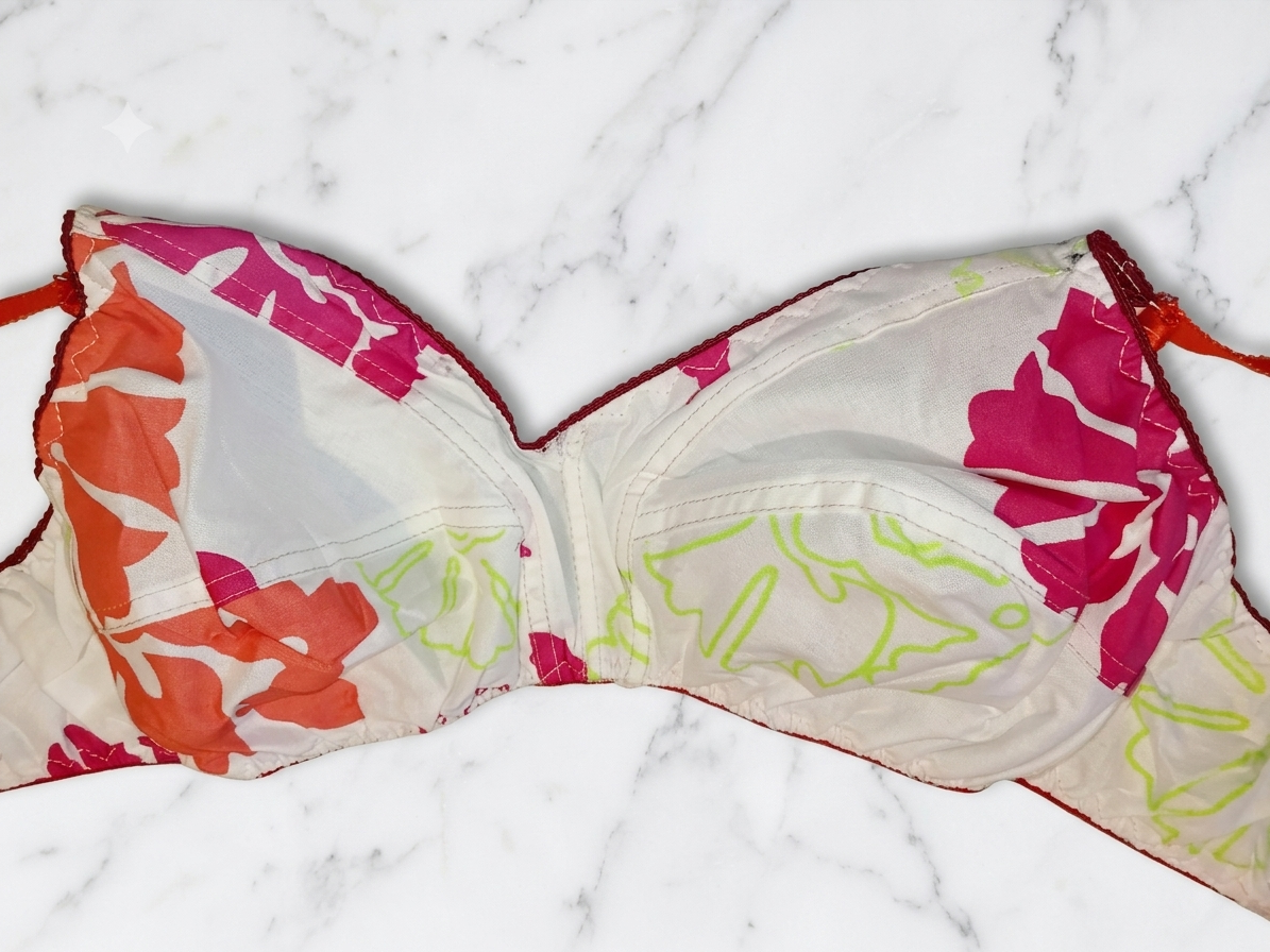Vibrant Floral Printed Soft Cotton Bra - Multicolor - Image 2