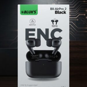 Bluk's BX-AirPro 2 Black – ENC Wireless Bluetooth Earbuds with Buzzer & Inductive Touch