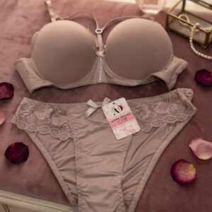 Bridal Luxury Padded Lingerie Set – Nude Lace Bra & Panty