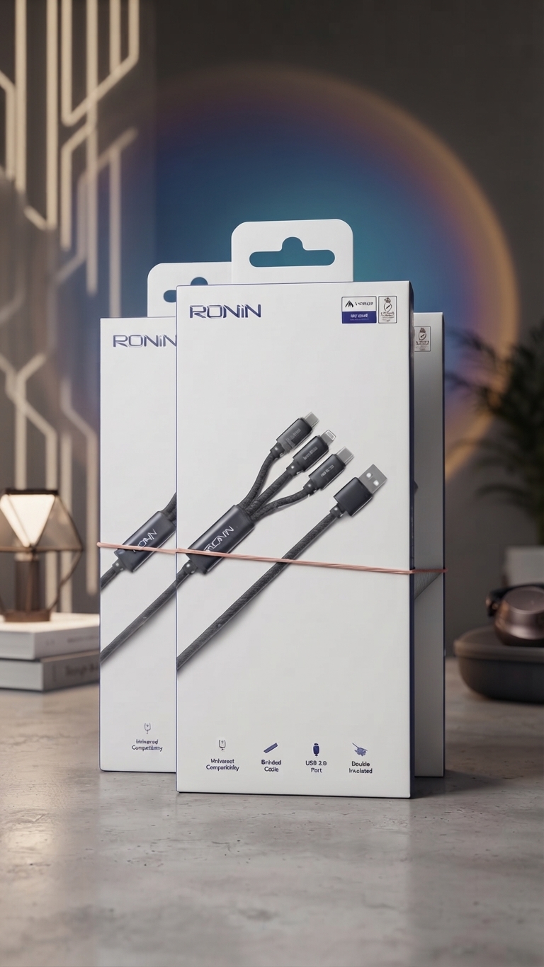Ronin 3-in-1 Braided Charging Cable – Micro USB, Lightning & Type-C Multi Charger Cable