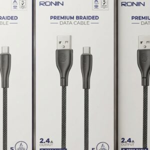 Ronin R-2030 Premium Braided Data Cable – USB to Type-C 2.4A Fast Charging Cable