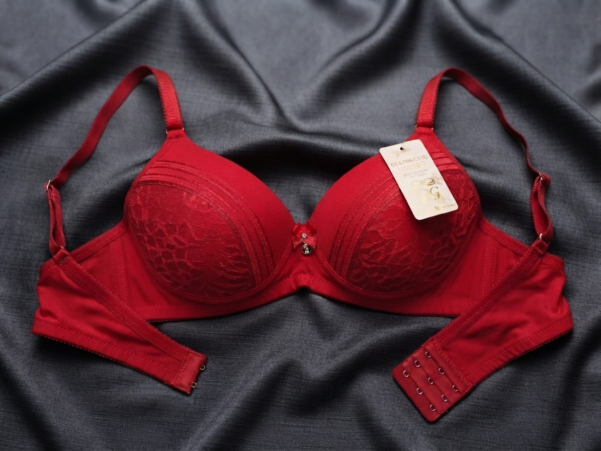 Red cheetah print padded bra for women