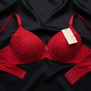 Red cheetah print padded bra for women