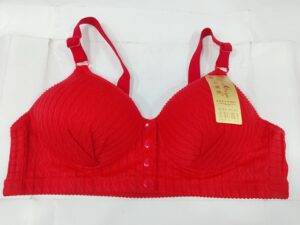 Red Front Button Padded Bra