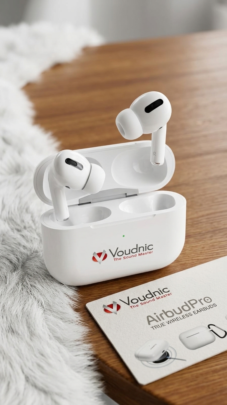 Voudnic AirbudPro – True Wireless Bluetooth 5.2 Earbuds with Wireless Charging Case