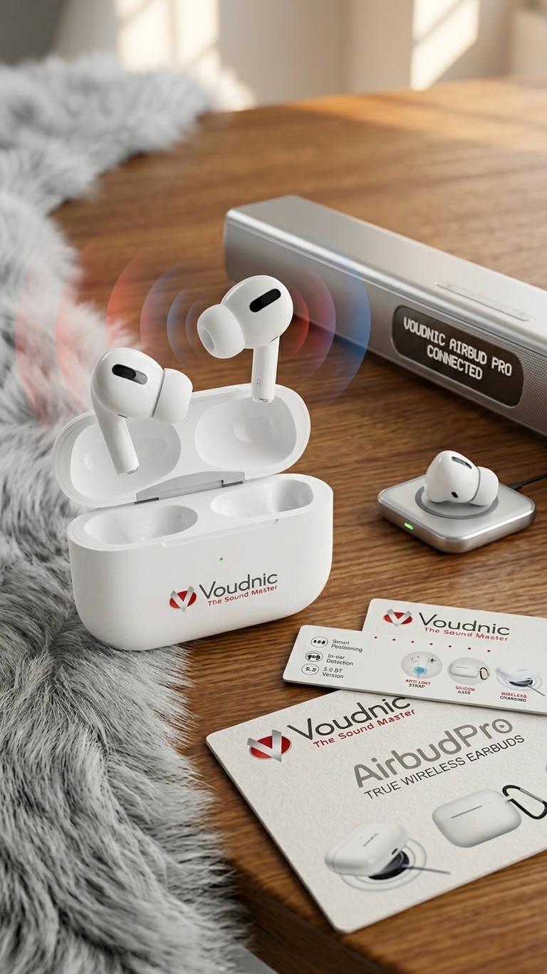Voudnic AirbudPro – True Wireless Bluetooth 5.2 Earbuds with Wireless Charging Case - Image 2