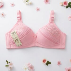 Women's Comfortable Padded Bra – Soft Pink Floral Textured Bra