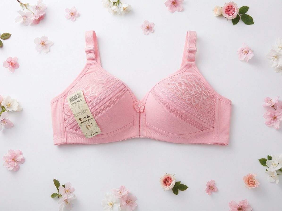 Women's Comfortable Padded Bra β Soft Pink Floral Textured Bra