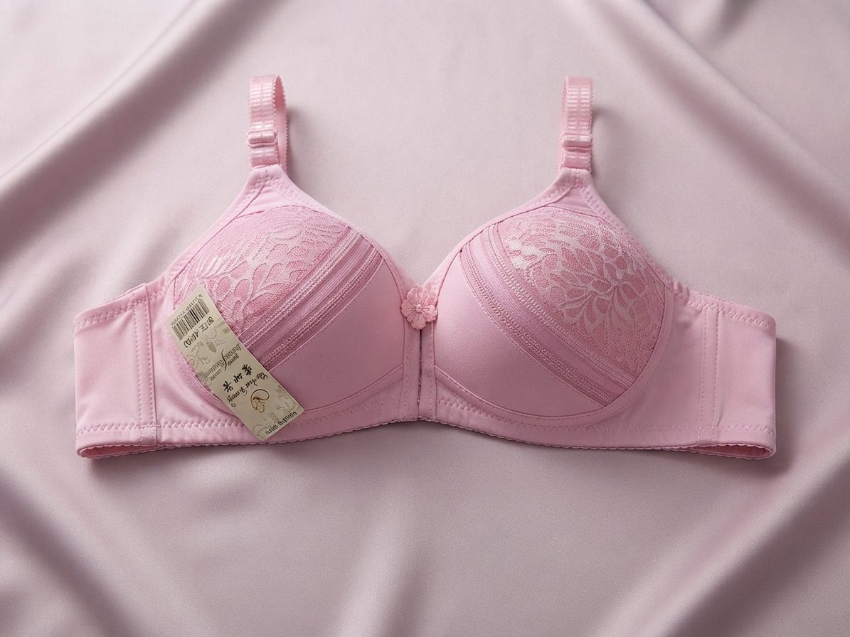 Women's Comfortable Padded Bra β Soft Pink Floral Textured Bra - Image 2
