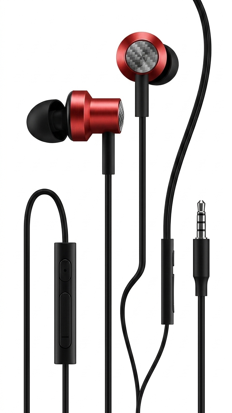 Xiaomi Mi Dual Driver Wired Headphones with Mic - 3.5mm Jack (Red & Black) - Image 2