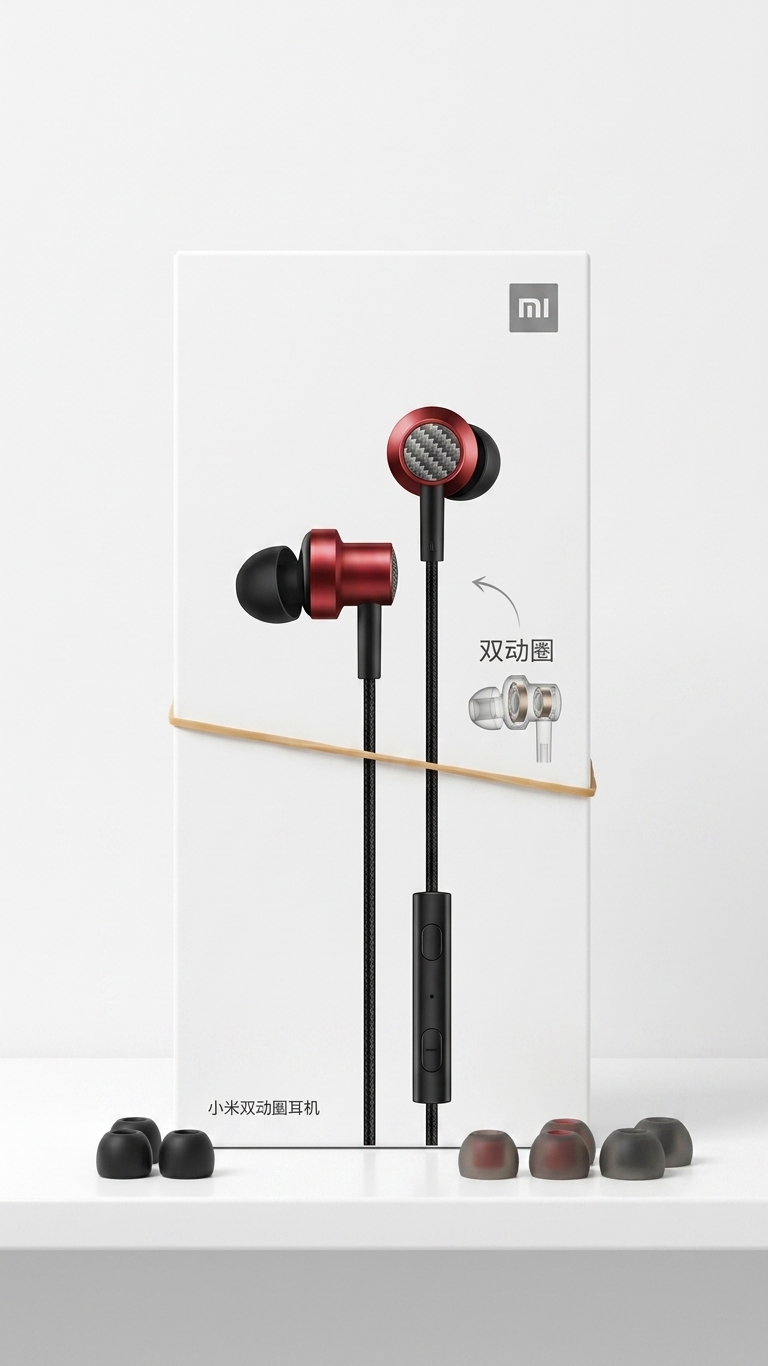 Xiaomi Mi Dual Driver Wired Headphones with Mic - 3.5mm Jack (Red & Black) - Image 3
