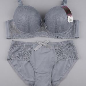 Grey Lace Padded Bra & Matching Panty Set